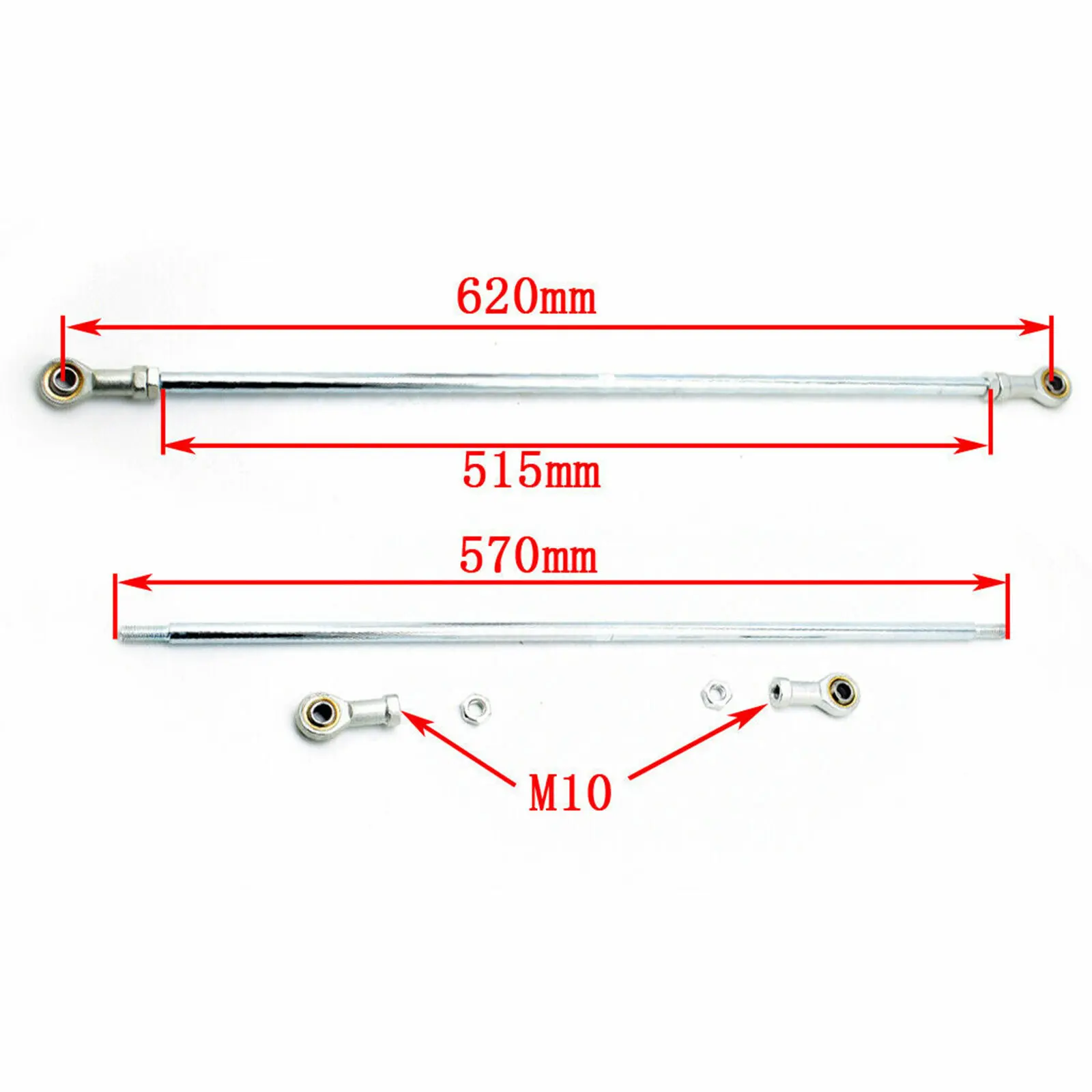 Silver Direct Replacement Front Axle Kit Front Steering Tie Rod Wheels for Go Kart Drift Ball Joint Stock