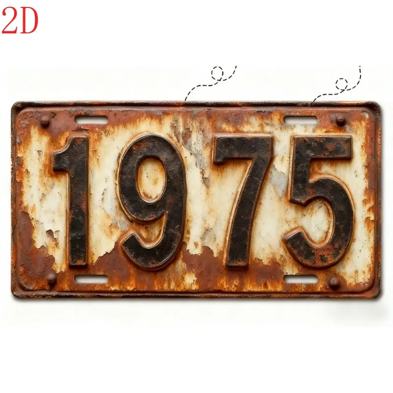 1975 Vintage 2D Flat Rusty Distressed Retro License Plate Aluminum Metal Painting High Definition Clear Print Bend Resistant Dur