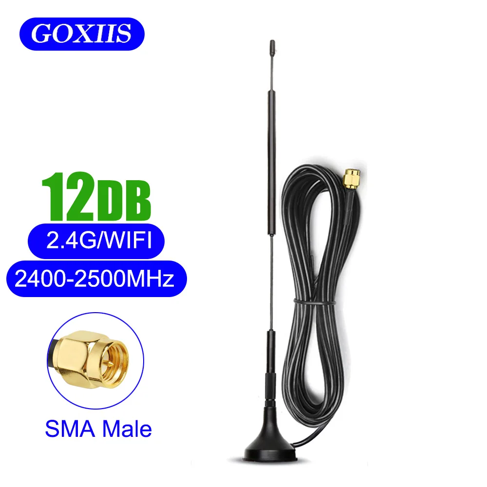 2.4GHz WIFI Antenna 12dbi Hight gain 10Feet cable sma male Magnetic Base for Amplifier WLAN Router signal Booster