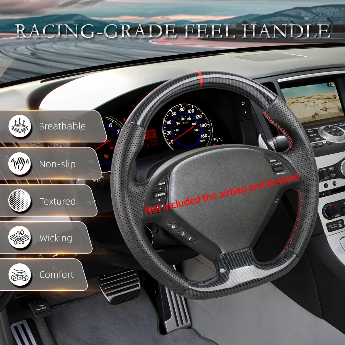 Hydro Dip Carbon Fiber Steering Wheel For Infiniti G37 2009-2013 For Infiniti QX50 2014-2017 For Infiniti G35 G25 Q40 - Image 5