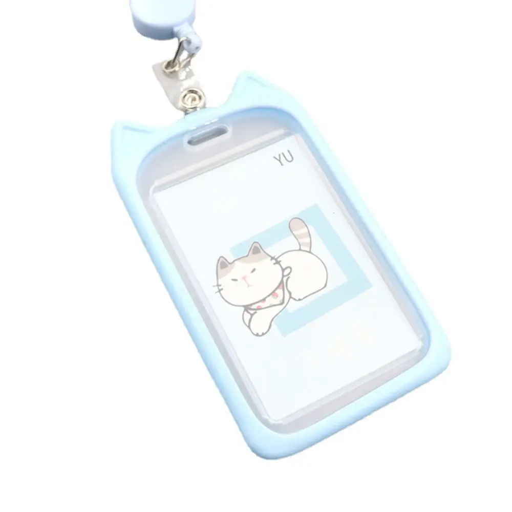 Étui de rangement transparent pour cartes d'étudiant, porte-cartes, contrôle d'accès, Kawaii, lapin mignon, bus, chat, couverture coréenne