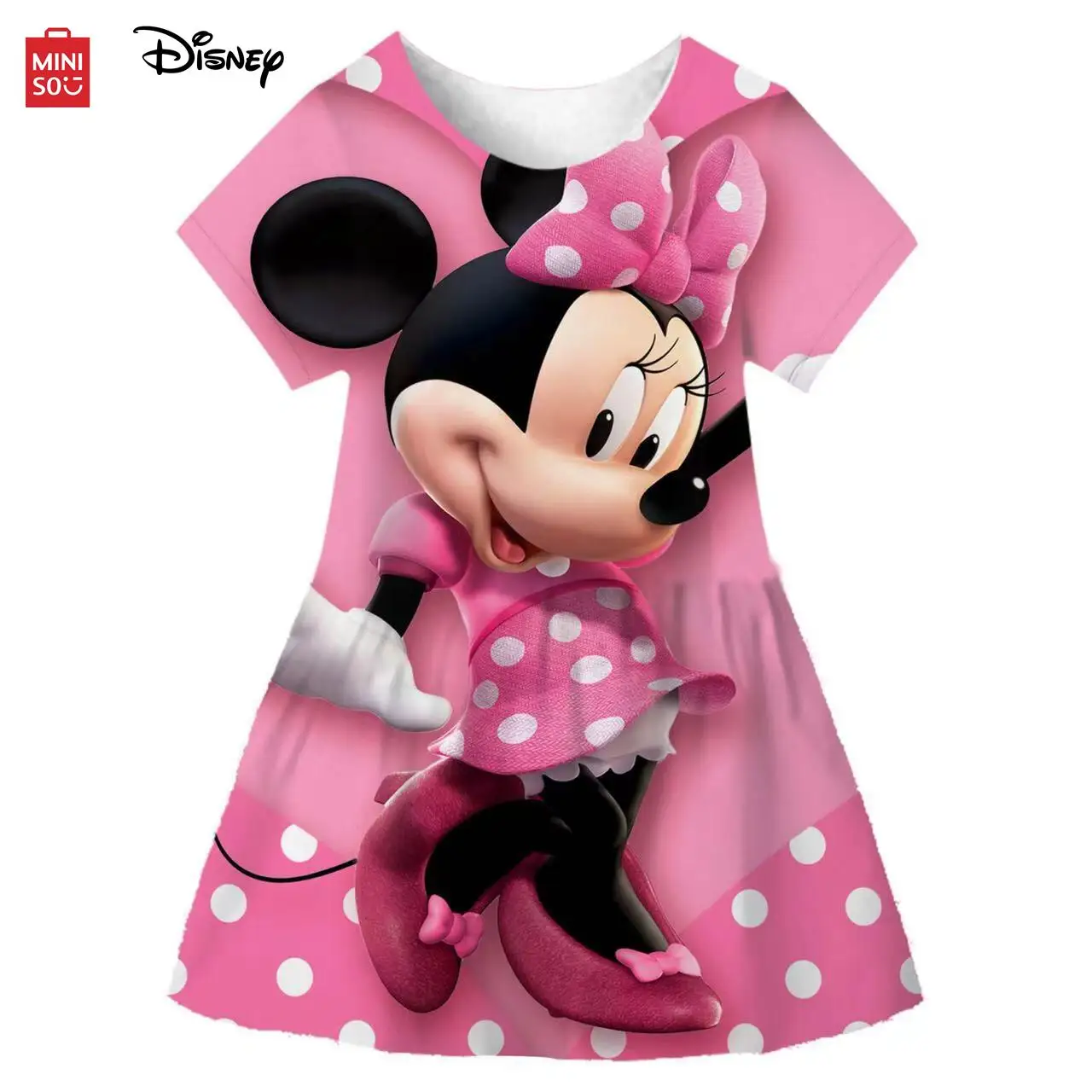 Disney Princess Minnie Dress Summer Children Clothes Dress Mini Dress Baby Girl Short Mickey Mouse Dress 1 2 3 4 5 6 7 8 9Years