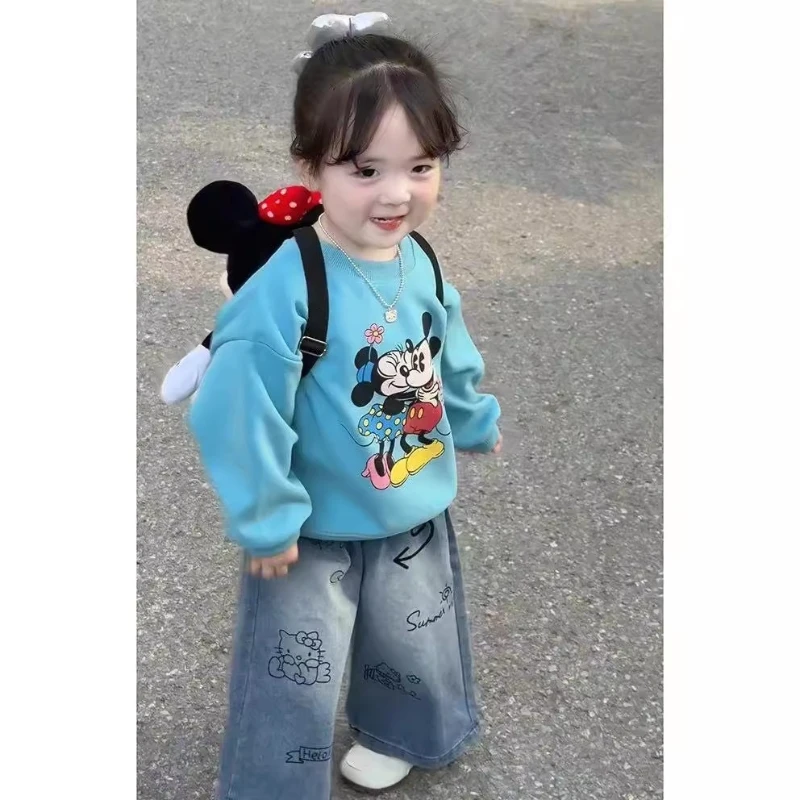 

Mickey Kids All-in-One Fleece Hoodie, Cartoon Print Pullover for Boys & Girls 2025 Autumn/Winter Wear