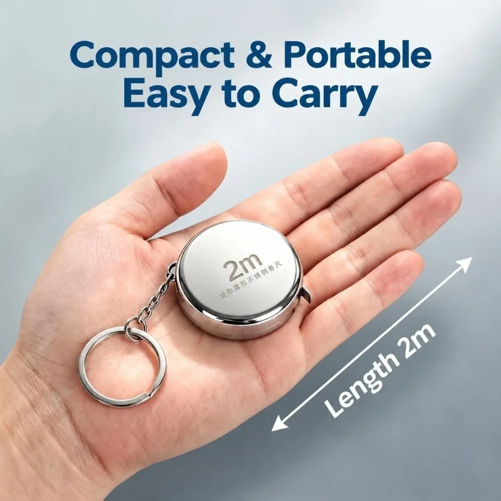New 2M Length Tape Measure Stainless Steel Drop Proof Mini Ruler High Precision Water Proof Measuring Tape Daily Measuring