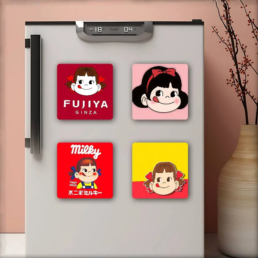كارتون لطيف M-Milky P-Peko-chan مغناطيس شخصي مغناطيس الثلاجة شكل مربع الثلاجة جدار الباب الديكور