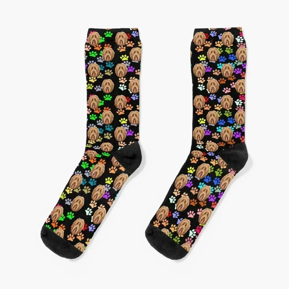 funny labradoodle lover dog face cute mini labradoodle paw Socks winter ankle luxury funny gifts Socks Man Women's