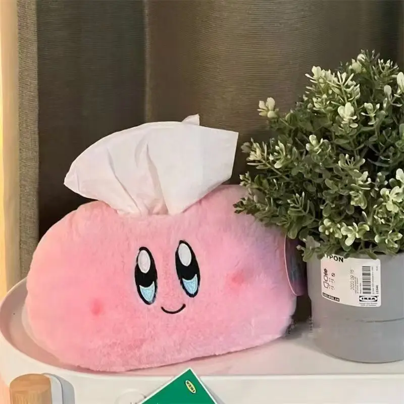 Kirby caixa de tecido de pelúcia anime guardanapo titular para sala estar casa caso papel dos desenhos animados bonito carro caixa tecido mesa organizador papel