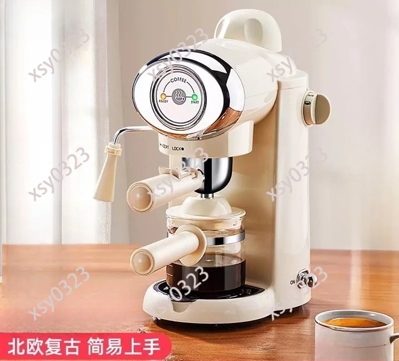 

Semi Automatic Espresso Coffee Machine Mini Household Maker With Milk Frother Drip Coffee Brewing