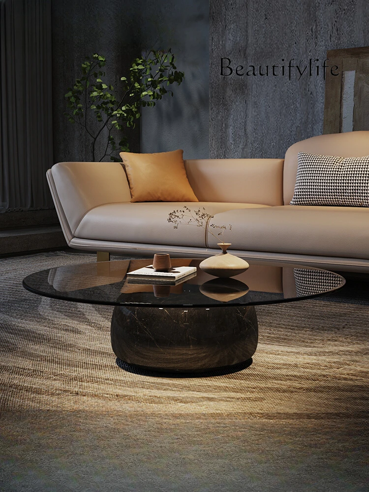 Italian round Coffee Table Tempered Glass Living Room Home Simple Modern Designer Coffee Table