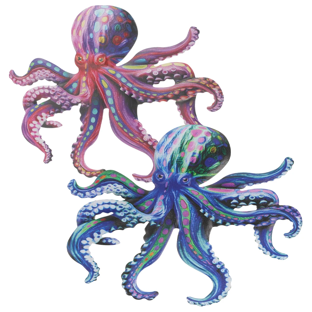 

2 Pcs Wall Decor Purple Blue Metal Hanging Patio Decoration Garden Fence Octopus Decor Decoration Durable Sturdy