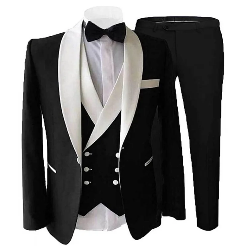 Burgundy Men Suits Slim fit Custom Wedding Men Tuxedos Formal Business 3 Pieces Suits Jacket Vest Pants Trajes De Hombre