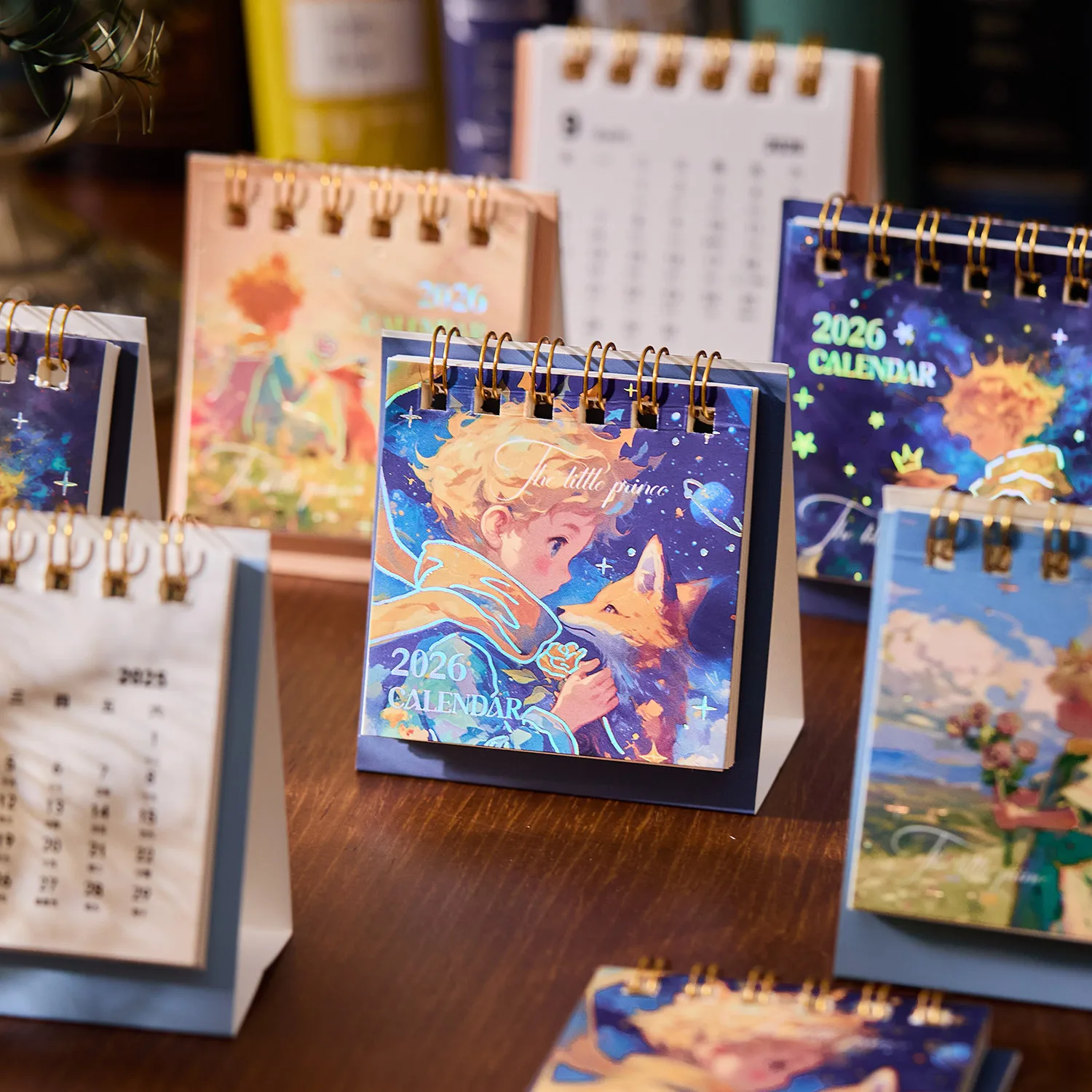 Mini calendario de escritorio bronceado 2026, calendario portátil de la serie Prince, adornos de escritorio, Plan de registro, calendario de escritorio pequeño