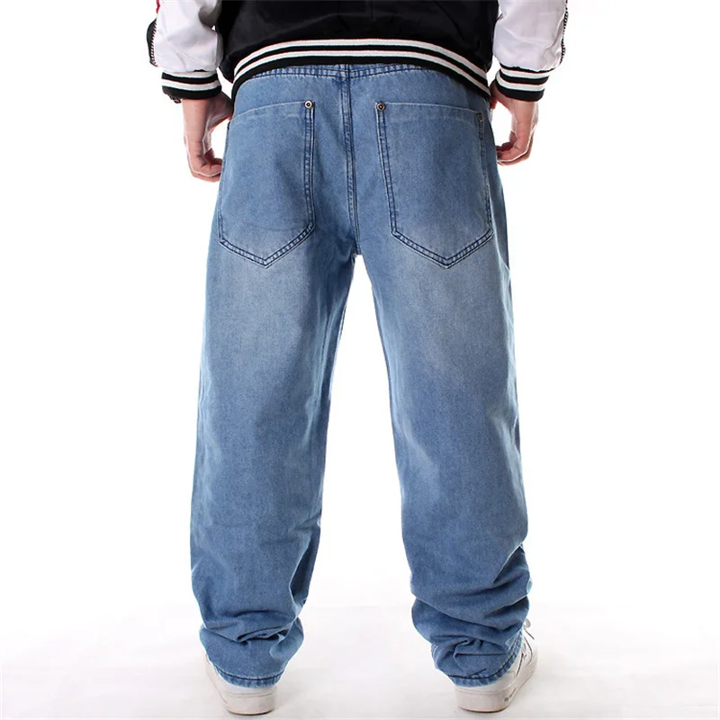 Jeans Men Men's Street Dance Hiphop Jeans Fashion Embroidery Black Loose Board Denim Pants Overall Male Rap Hip Hop Jeans