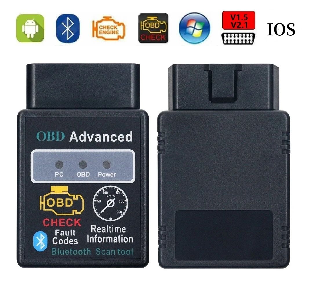 

OBD2 Auto Scanner ELM327 Bluetooth 5.1 Car Diagnostic Tool V1.5 V2.1Code Reader for IOS Android Windows Sybian English