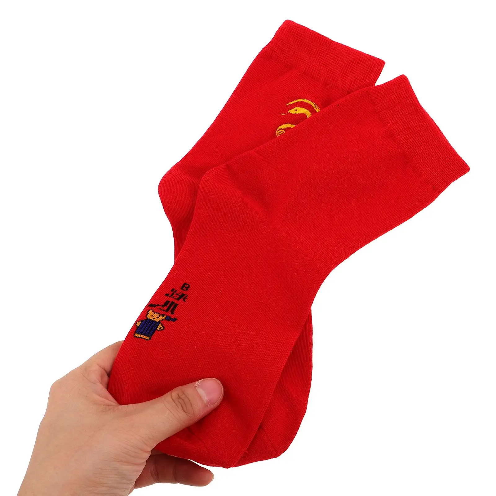 4pcs Midcalf Unisex Snake Embroidery Socks Golden Red Plain Chinese Zodiac Year Of The Snake Tube Socks Women Socks Hosiery