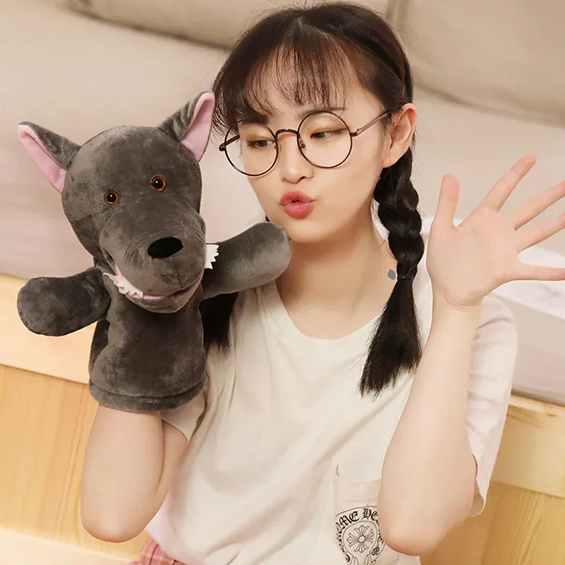 Animal Plush Hand Puppets  Kids  Soft Toy Big Grey Wolf Shape Pretend Playing Dolls Gift For Children Gift