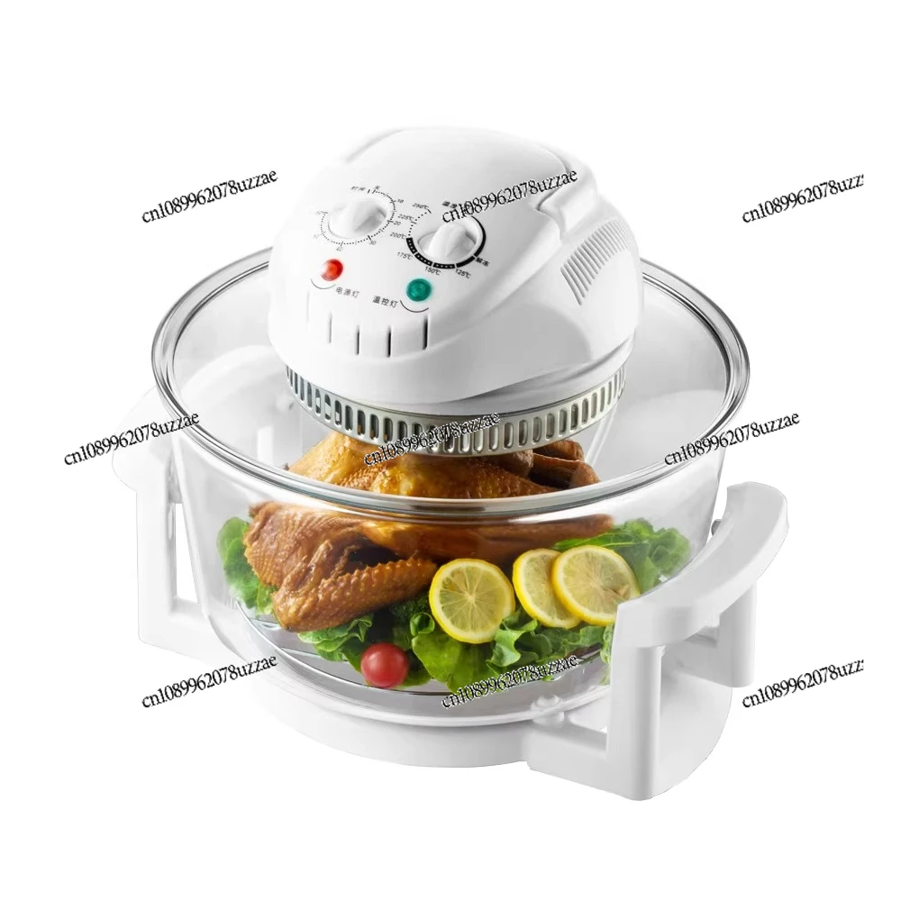 Freidora de aire eléctrica de vidrio de gran capacidad de 12 litros con ondas de luz, horno para hornear papas fritas y batatas