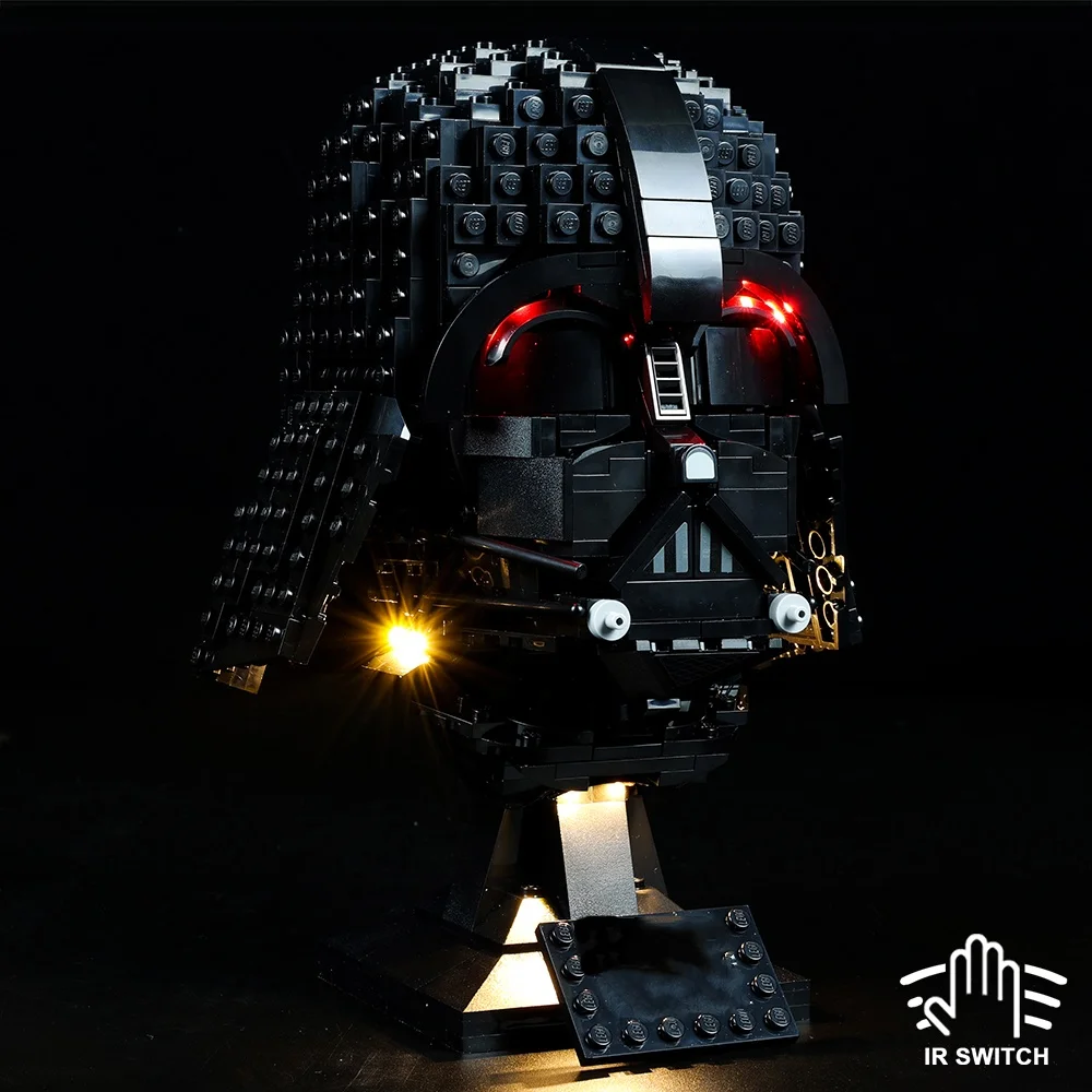 Kyglaring kit de luz led adequado para capacete lego darth vader 75304 blocos de construção lâmpada decorativa não inclui construção lego