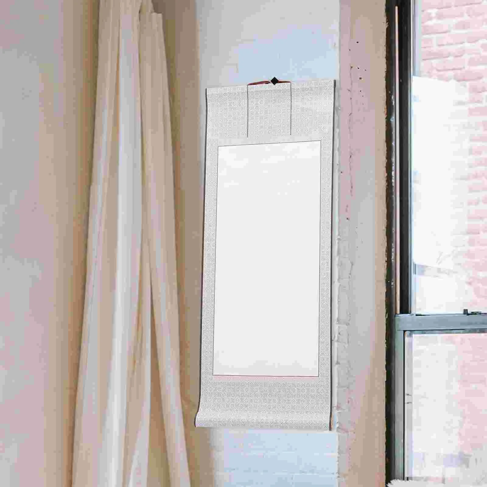 2 Pcs Blank Scroll Calligraphy and Painting Framed Mini Book Hanging Decor Multifunction