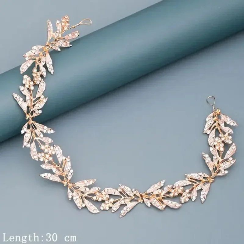 Pearl Rhinestone Flower Headband Wedding Hair Accessories For Women Bridal Headband Hair Jewelry Light Gold Wedding Accessories image 3