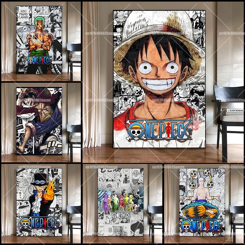 

One Piece Anime Character Luffy's Decorative Canvas Painting Wall Art Comic Home Decoration Style Design Suitable for Otaku Fans