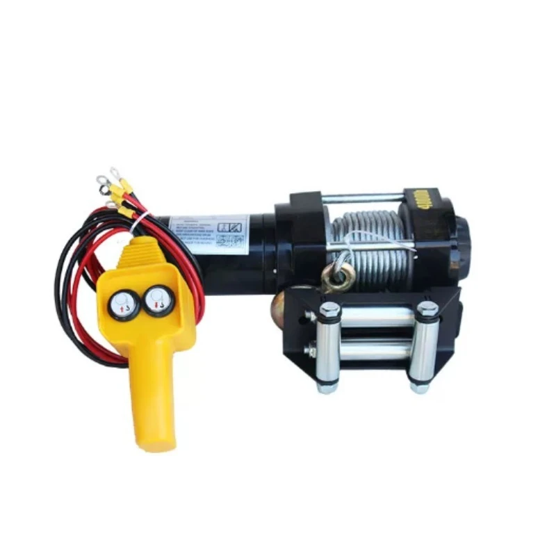 Electric Winch 12V 24V Portable Off-road Vehicle Self-Rescue Hoist Small Car Mounted Windlass for Lifting