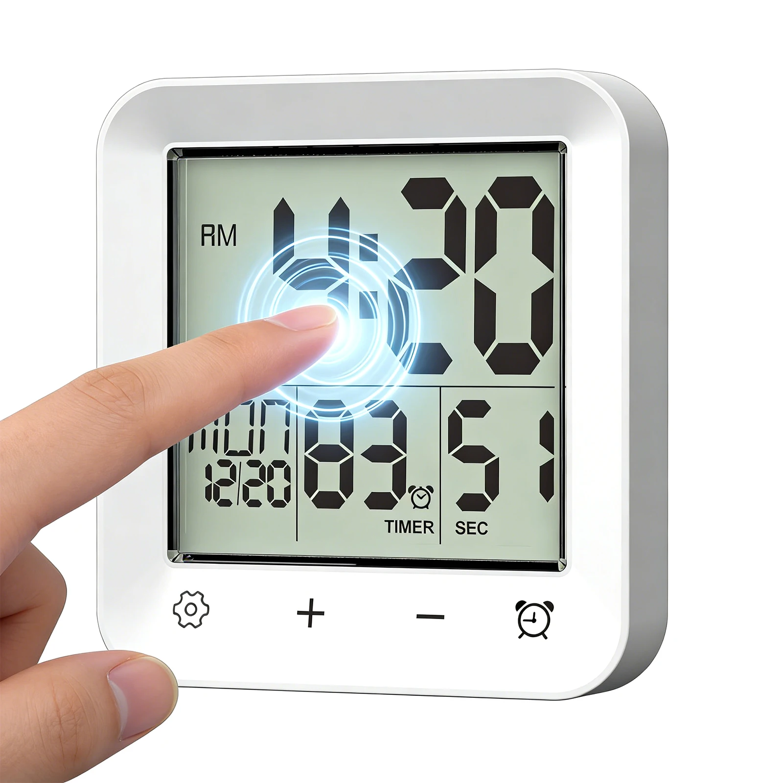Bathroom Clock with Countdown Temperature Bathroom Wall Clock Timer with Suction Cup LCD Display for Spa Sauna Kids Adults
