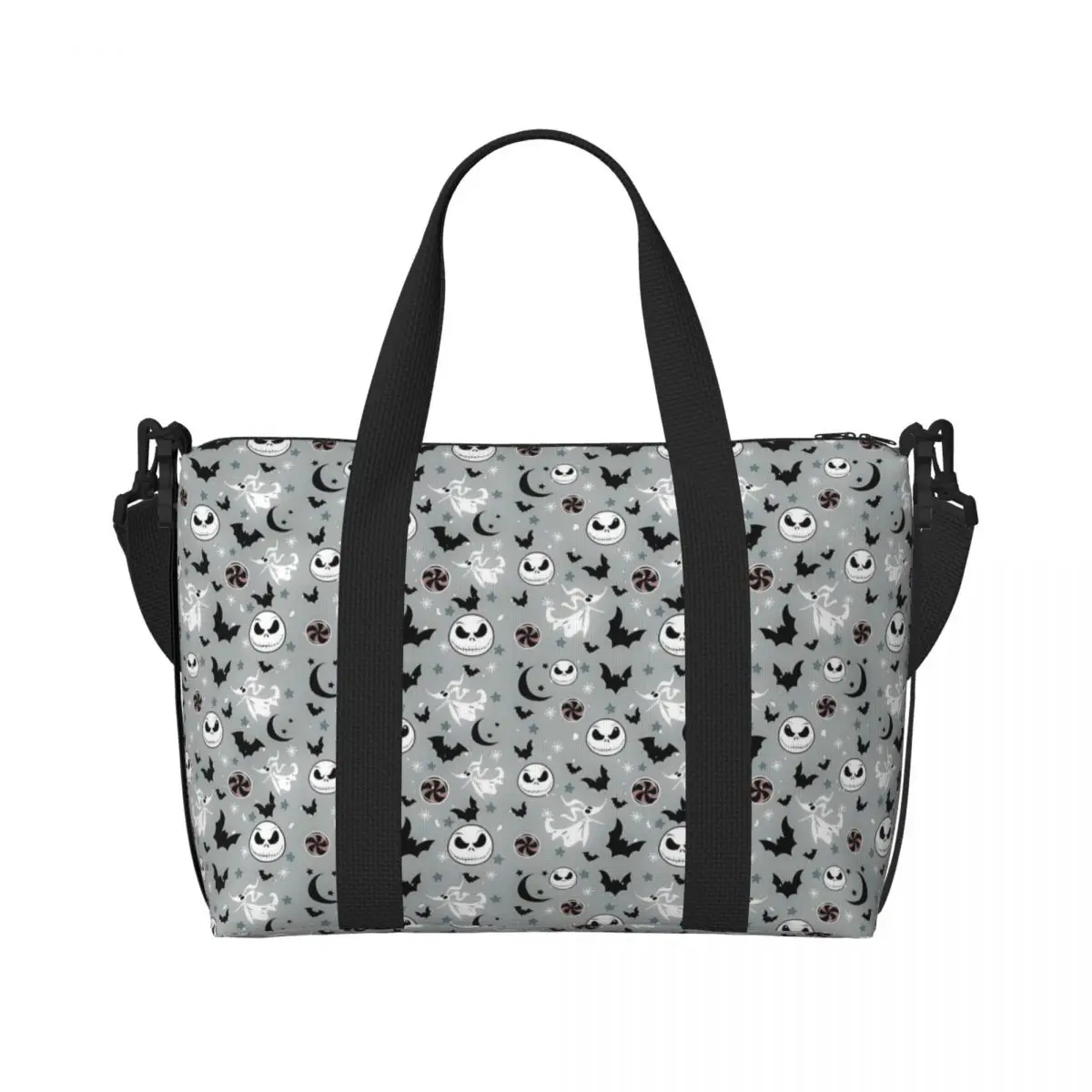 

Изготовленная на заказ сумка для покупок Джека Скеллингтона, женская большая вместительная сумка для покупок, Король тыквы, Хэллоуин, город, тренажерный зал, пляжные дорожные сумки
