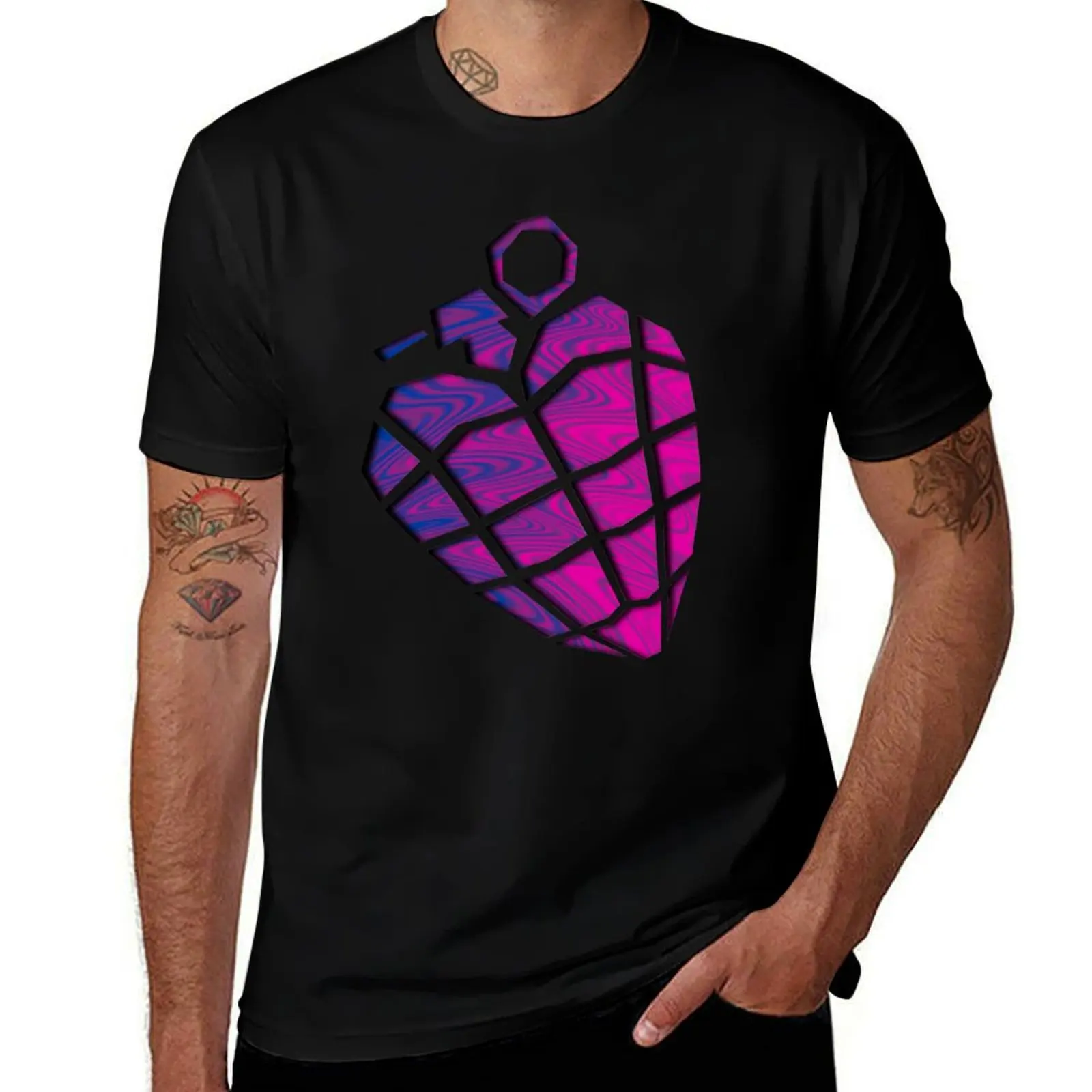 Bi pride heart grenade T-Shirt vintage t shirts graphic t shirts customs design your own shirts graphic tee men