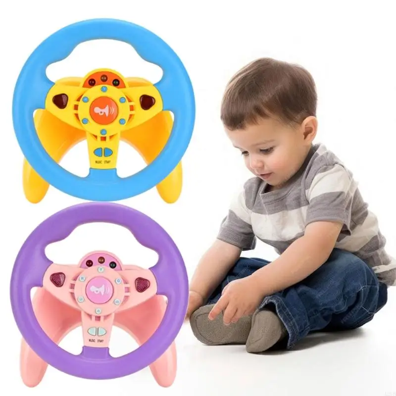 لعبة عجلة القيادة التفاعلية بإضاءة LED والموسيقى للأطفال مع لعبة تعليمية لمحاكاة القيادة الواقعية وتأثير الصوت A2UB