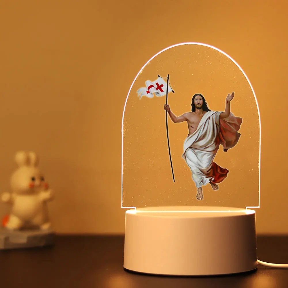 1 pc hot Jesus Color 3d Illusion Acrylic Lamp for Children's Bedroom Decor the Boys Girls Birthday Gift