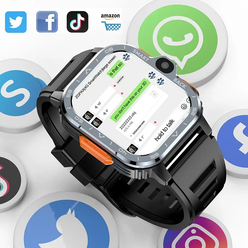 2025 New SIM Smart Watch 4G Network GPS Navigation Wifi NFC Dual Camera 64G ROM Storage Video Music Smartwatches for Android IOS