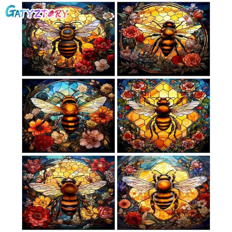 

GATYZTORY Oil Painting By Numbers Handmade Coloring By Numbers Bee Animal Home Decors For Adults Artwork Gift On Canvas
