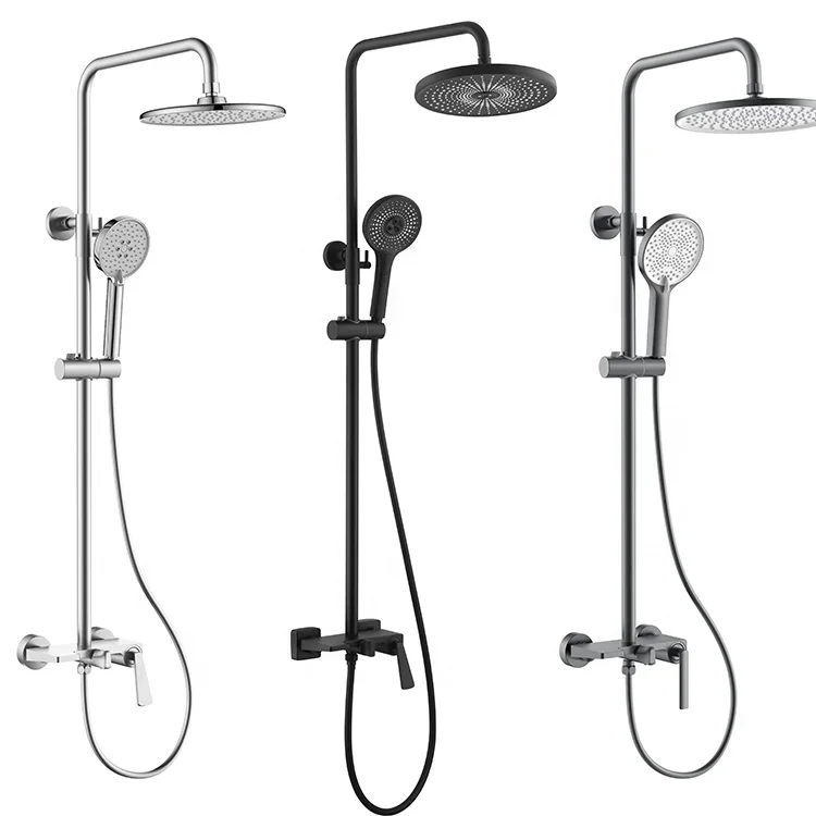 Shower System Column Faucet Mixer Set Wall Mount Single Handle Bathroom Rain Bath Shower Sets