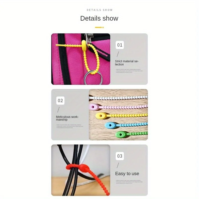 20Pcs/Lot  Silicone Reusable Bag Ties Twist Wire Fasten Cable Zip Tie Headset Data Line Wire Universal Tie