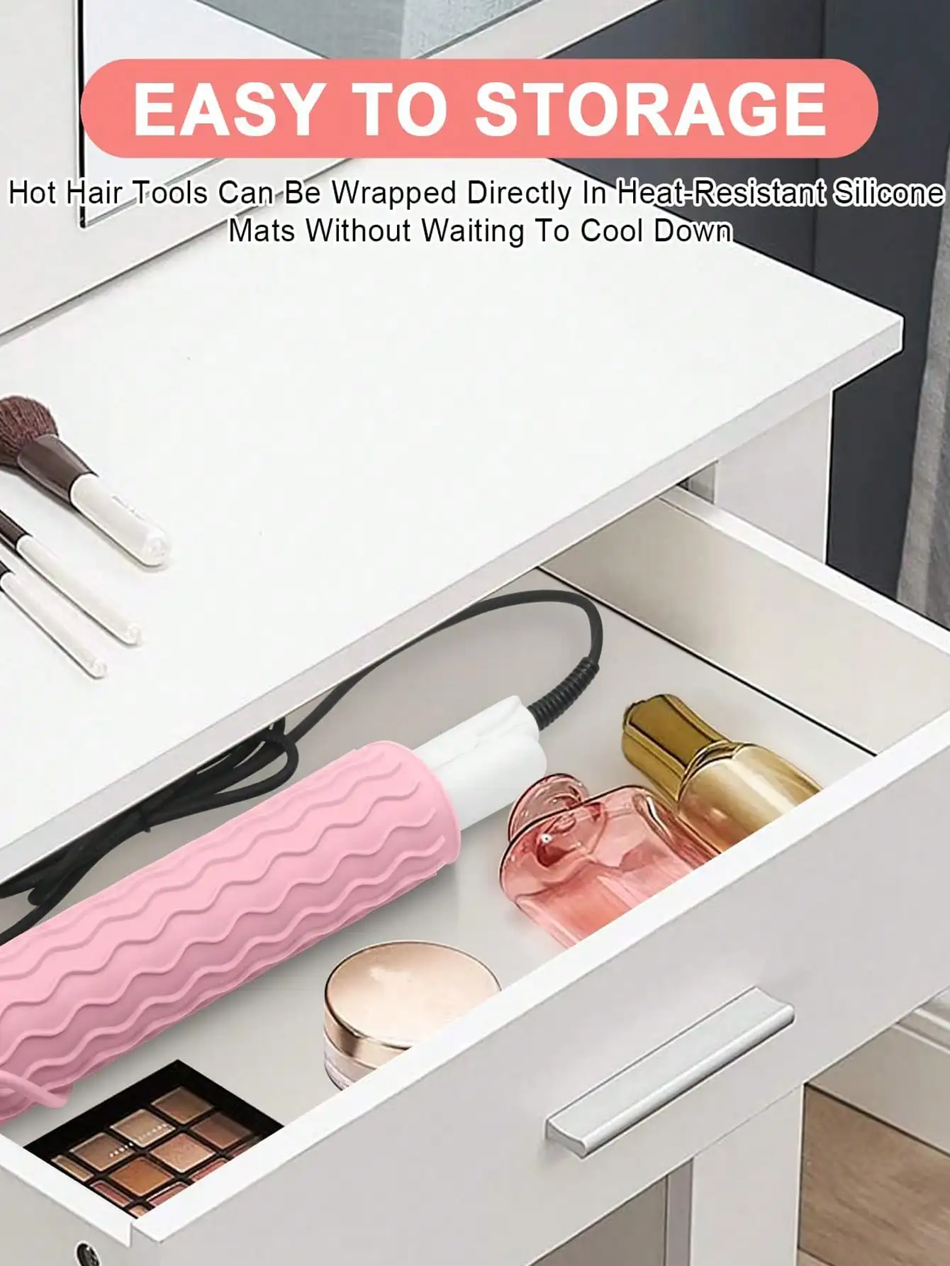 Neue Plus Size Silikon Hitzebeständige Matte Tragbare Reise Hot Tools Pad Abdeckung für Lockenstab, Glätteisen Haarglätter – Detail 8