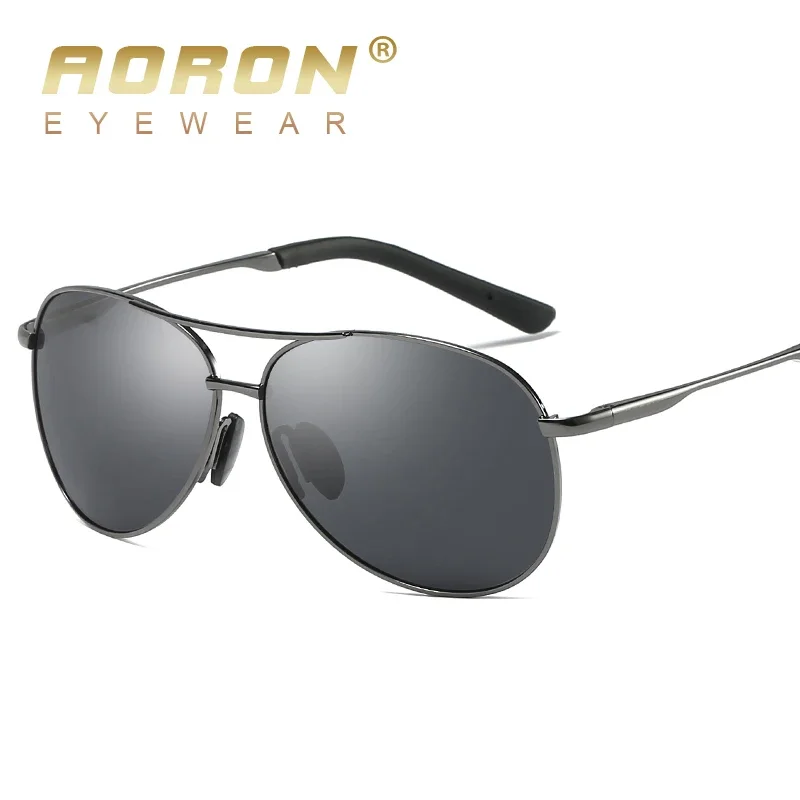 AORON New Polarized Men Sunglasses Classic Pilot Driving Sun Glasses Metal Frame Mirror Lens Sunglasses Men/Women