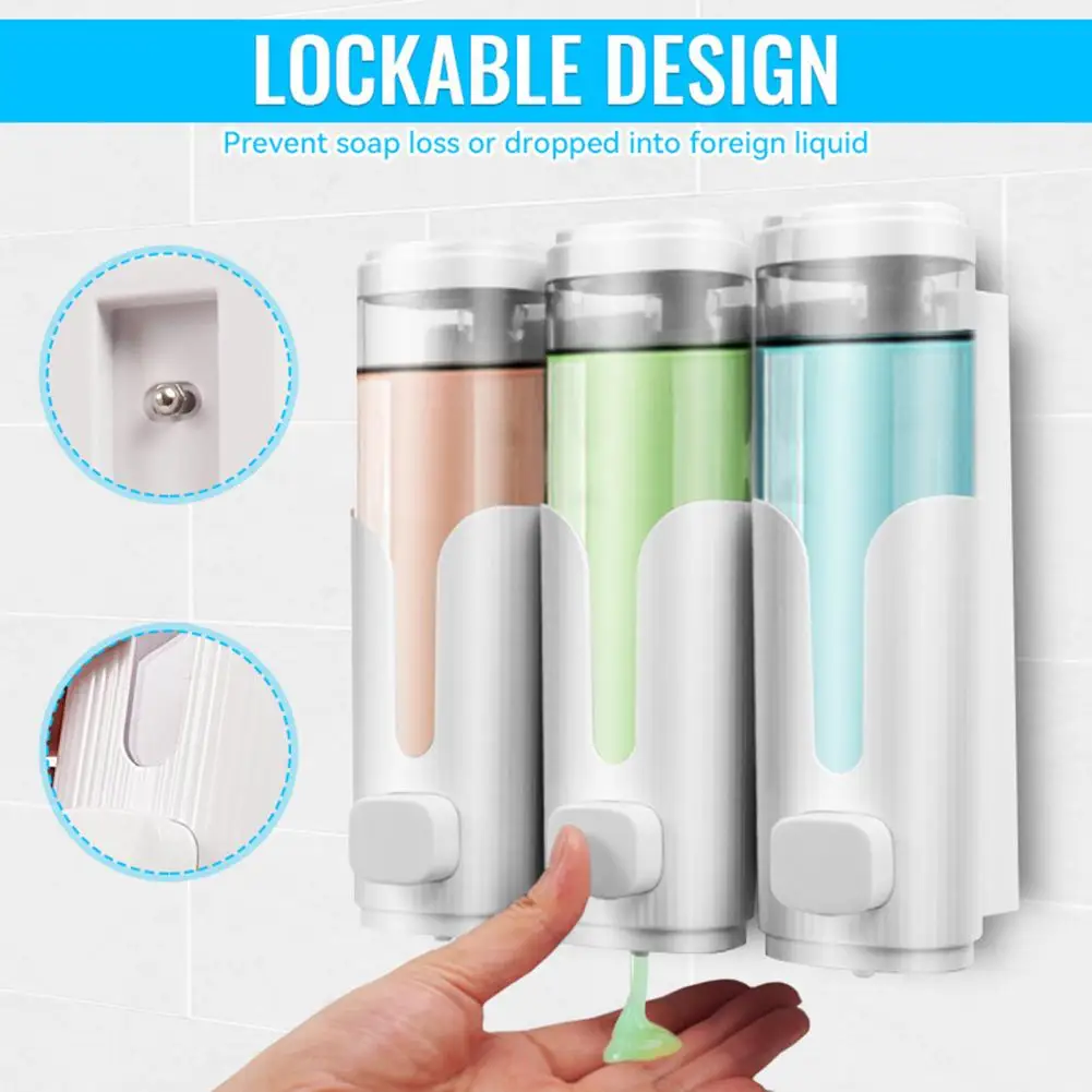 Rust Proof Soap Dispenser Wall Mounted Soap Dispenser Organizer for Bathroom Shampoo Conditioner Shower Gel No Drill Liquid