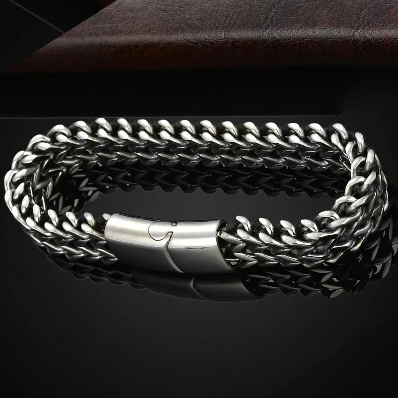 Elegant Ladies Bracelet Stainless Steel Chain Bracelet Adjustable Length Bangle