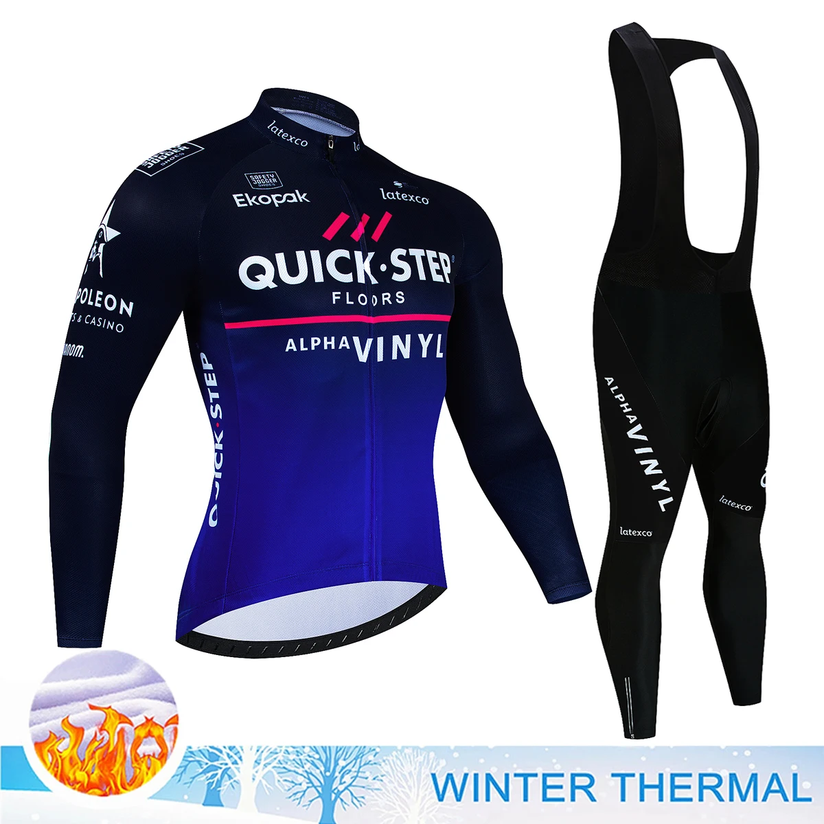 

QUICK STEP Cycling Man Men's Pants Gel Bicycle Clothing Jacket Jersey Winter Thermal Uniform Blouse Team Sportswear Retro Fleece
