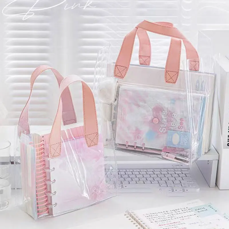 High Quality PVC Transparent Handbag Flexible Large Capacity Shopping Bag Packaging Portable Waterproof Shoulder Clear PVC Tote