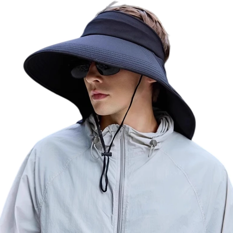 Wraparound Shade Hat with Open Head Fit, Neck Neck Coverage and Compact Foldable Storage for Outdoor Travel and Commuting D0UB