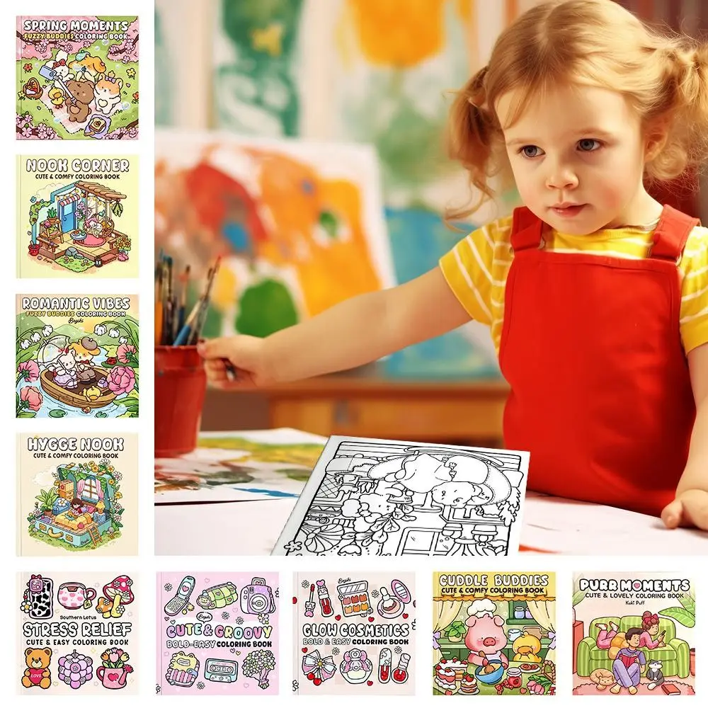 Libro da colorare creativo per cartoni animati, libro educativo per alleviare lo stress, pittura in brossura, regalo, scarabocchi, per adulti e adolescenti