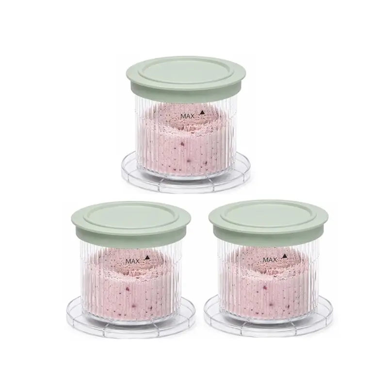 AB66-3PCS Instant Freeze Ice Cream Maker Dessert Cups Replacement Ice Cream Maker Bowl Set 0.5-Pint Freezer Cups With Lids