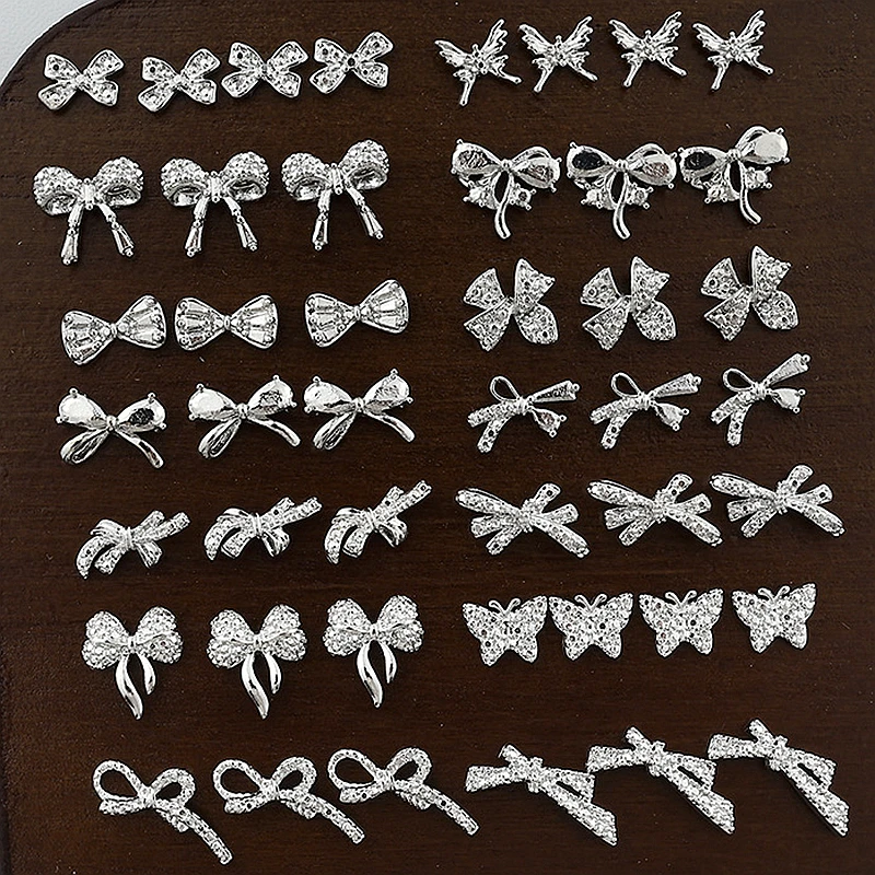 20PCS Goud Zilver 3D Metalen Nail Art Strikje Charms Strik Accessoires Voor Nagels Decoratie Manicure Decor Levert Materiaal