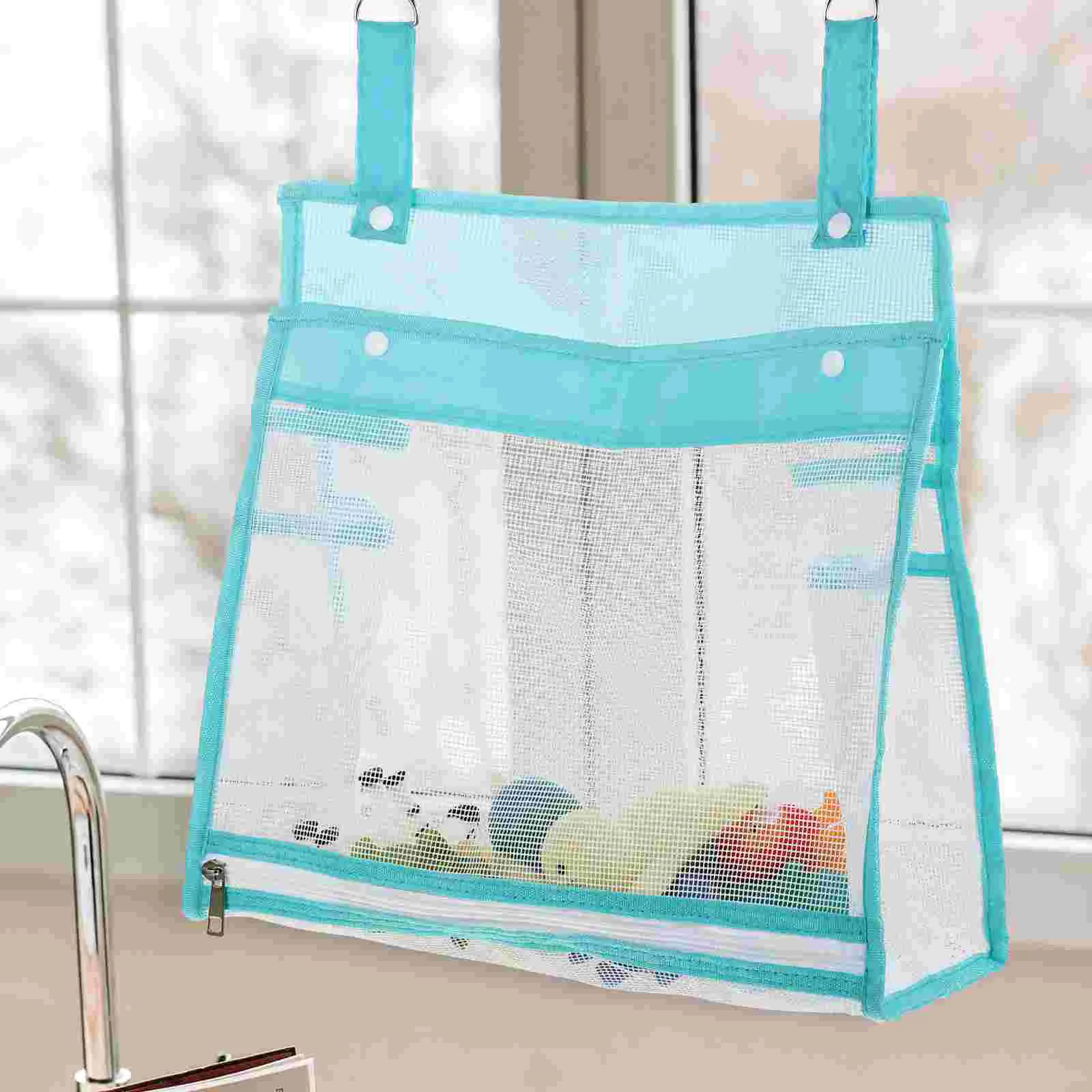 Kids Toys Storage Mesh Tub Holder Basket Organizer Bathroom for Sky-blue Shower Baby