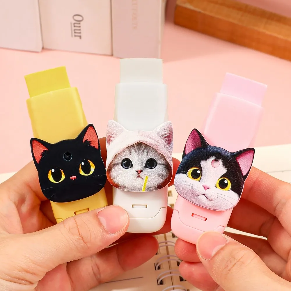 ممحاة دفع سحب على شكل قطة كرتونية، مناسبة للمكاتب والمدارس، متينة وسهلة التنظيف، مستلزمات مدرسية أساسية