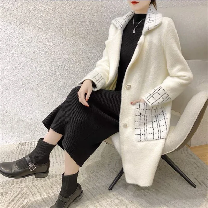 2023 New Autumn Winter Leisure Mid Length Version Women\'s Woolen Coat Fashion Large Size Versatile Female Wool Jacket 3XL