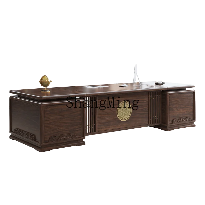 

DHY new Chinese boss table solid wood desk chairperson ebony office