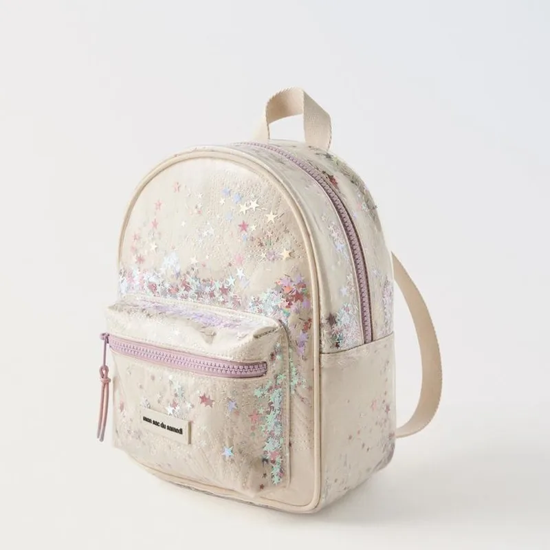 New off-white star sequin transparent backpack for children